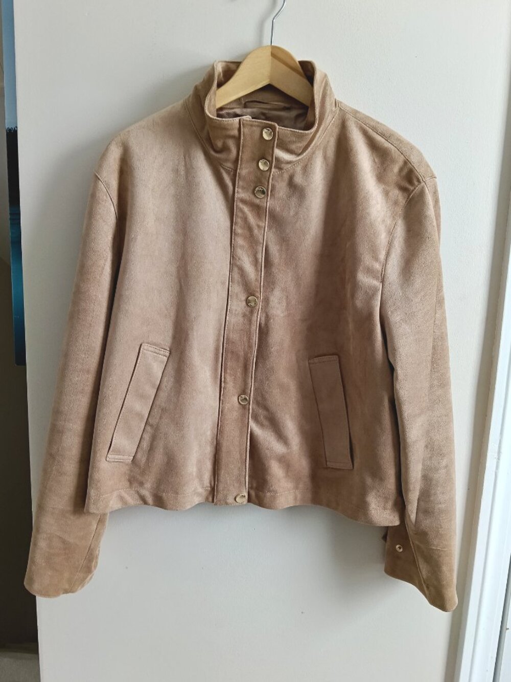 ZARA FAUX SUEDE HIGH-NECK BOMBER JACKET US XL - NWOT - Picture 3 of 16